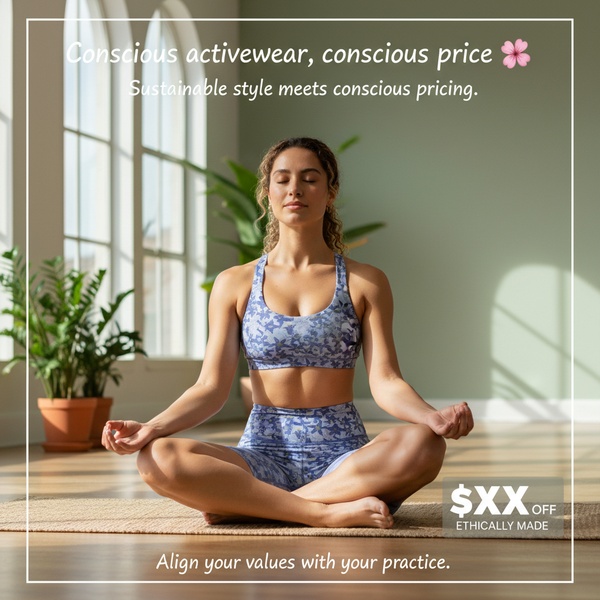yoga set, activewear set, workout set, sports bra, yoga leggings, fitness wear, athletic wear, sale promotion, brand awareness, lifestyle, calm, warm, neutral, blue